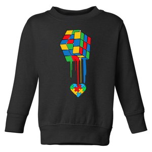 Rubiks Rubick's Cube Heart Puzzle Cool Autism Awareness Gift Toddler Sweatshirt