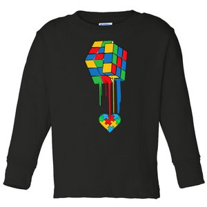 Rubiks Rubick's Cube Heart Puzzle Cool Autism Awareness Gift Toddler Long Sleeve Shirt