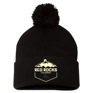 Red Rocks Colorado Beautiful Rocky Mountains Pom Pom 12in Knit Beanie