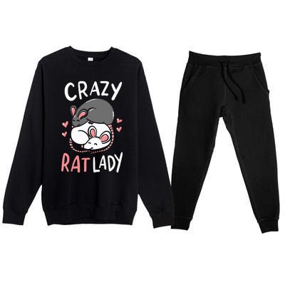 Rat Rats Crazy Rat Lady Love Cute Funny Pet Gift Premium Crewneck Sweatsuit Set