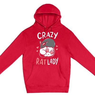 Rat Rats Crazy Rat Lady Love Cute Funny Pet Gift Premium Pullover Hoodie