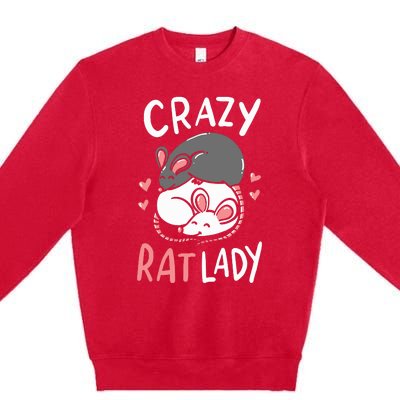 Rat Rats Crazy Rat Lady Love Cute Funny Pet Gift Premium Crewneck Sweatshirt