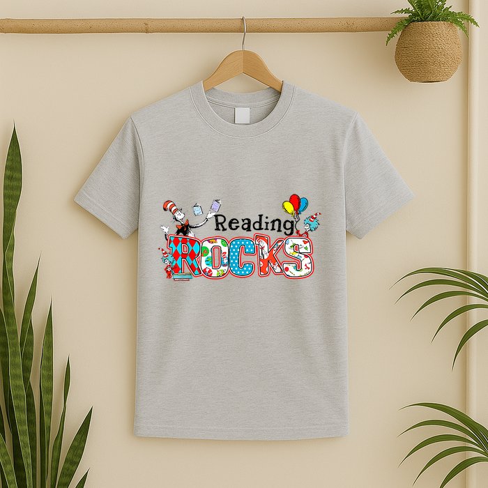 Reading Rocks Cat In Hat T-Shirt