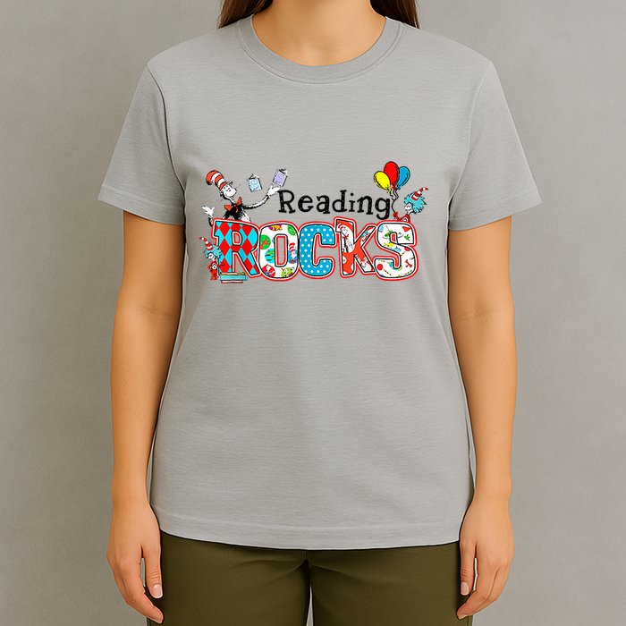Reading Rocks Cat In Hat T-Shirt