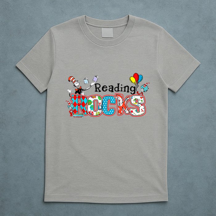 Reading Rocks Cat In Hat T-Shirt