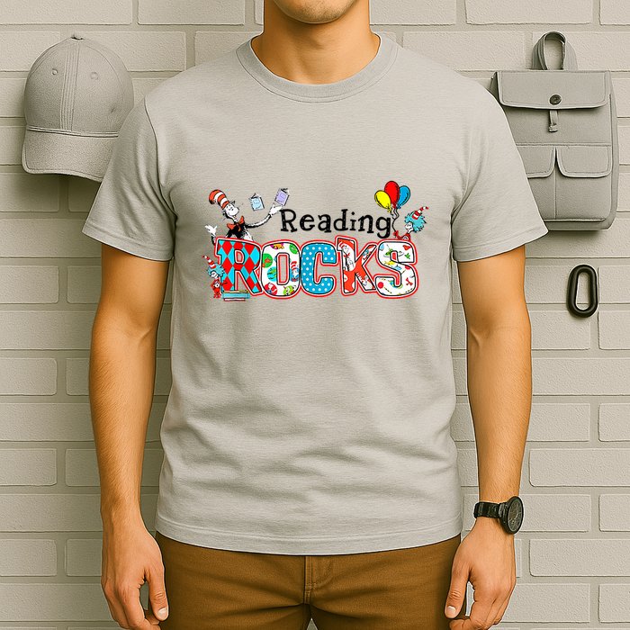 Reading Rocks Cat In Hat T-Shirt