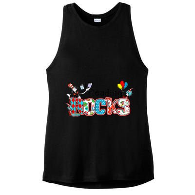Reading Rocks Cat In Hat Ladies PosiCharge Tri-Blend Wicking Tank