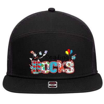 Reading Rocks Cat In Hat 7 Panel Mesh Trucker Snapback Hat
