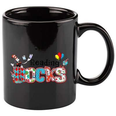 Reading Rocks Cat In Hat 11oz C Handle Ceramic Mug