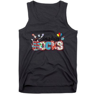Reading Rocks Cat In Hat Tank Top