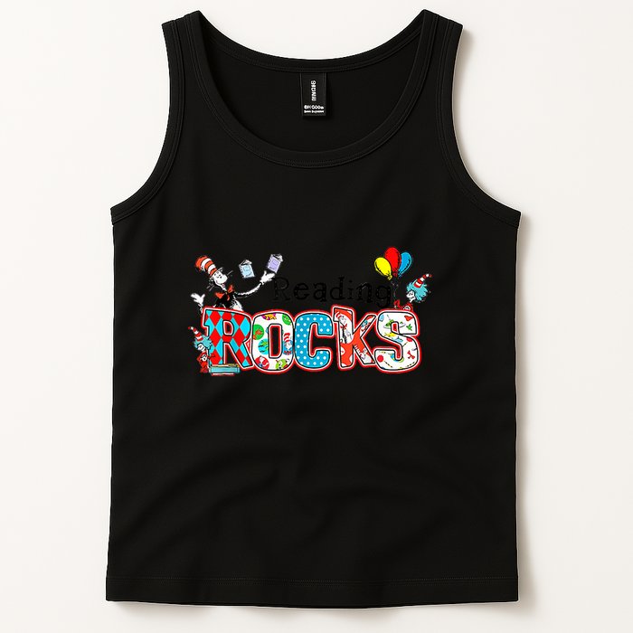 Reading Rocks Cat In Hat Tank Top