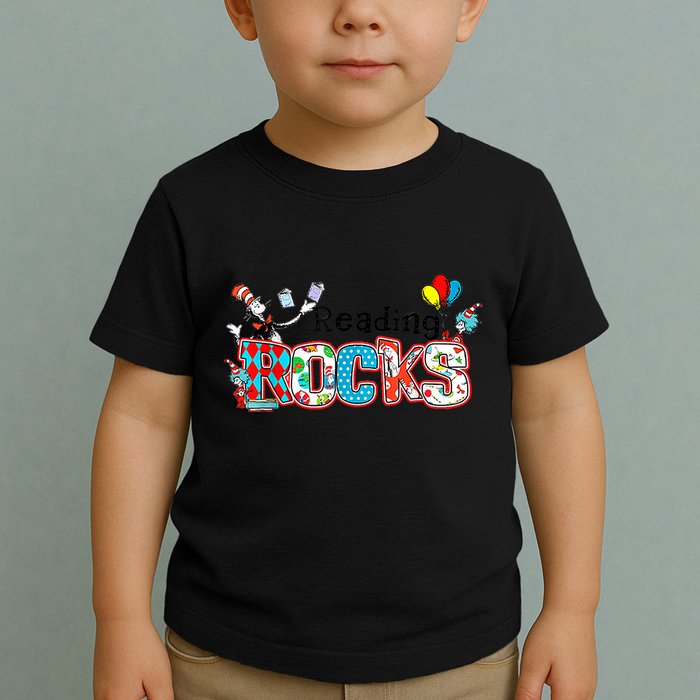 Reading Rocks Cat In Hat Toddler T-Shirt