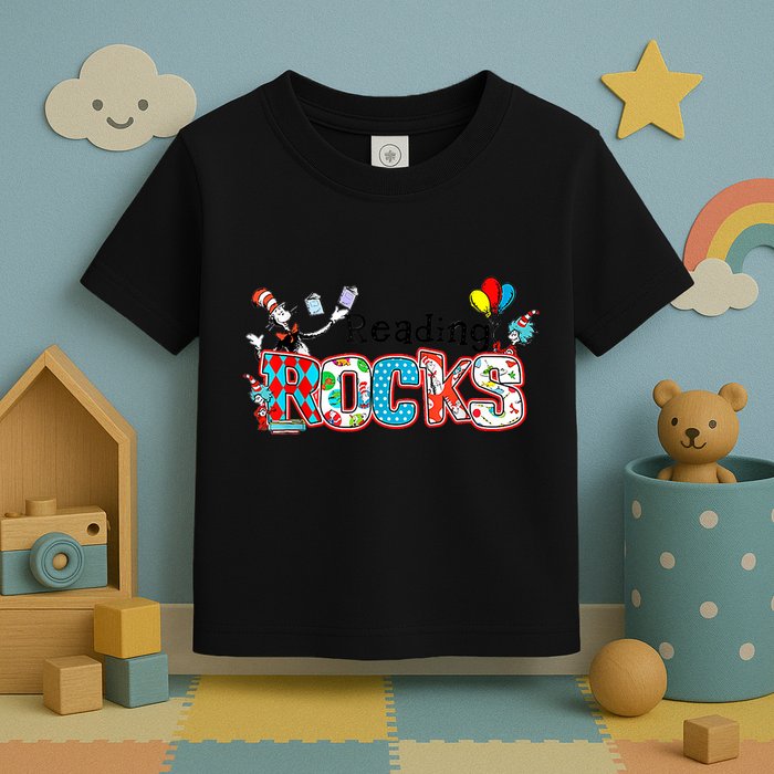 Reading Rocks Cat In Hat Toddler T-Shirt