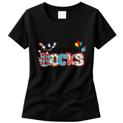 Reading Rocks Cat In Hat Womens T-Shirt