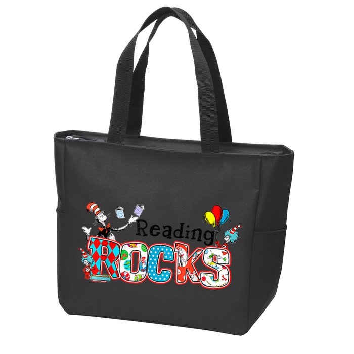 Reading Rocks Cat In Hat Zip Tote Bag