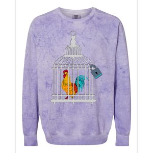 RED ROOSTER COCK MALE CHASTITY Chicken In Cage Colorblast Crewneck Sweatshirt