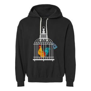 RED ROOSTER COCK MALE CHASTITY Chicken In Cage Garment-Dyed Fleece Hoodie