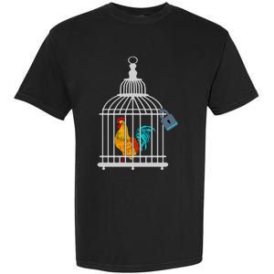 RED ROOSTER COCK MALE CHASTITY Chicken In Cage Garment-Dyed Heavyweight T-Shirt