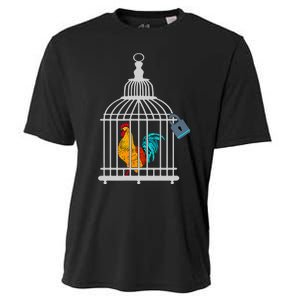 RED ROOSTER COCK MALE CHASTITY Chicken In Cage Cooling Performance Crew T-Shirt