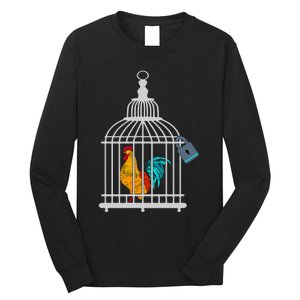 RED ROOSTER COCK MALE CHASTITY Chicken In Cage Long Sleeve Shirt