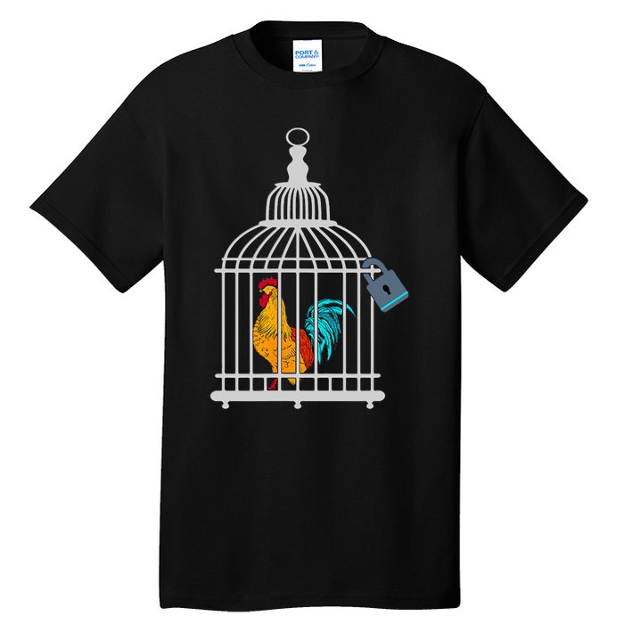 RED ROOSTER COCK MALE CHASTITY Chicken In Cage Tall T-Shirt