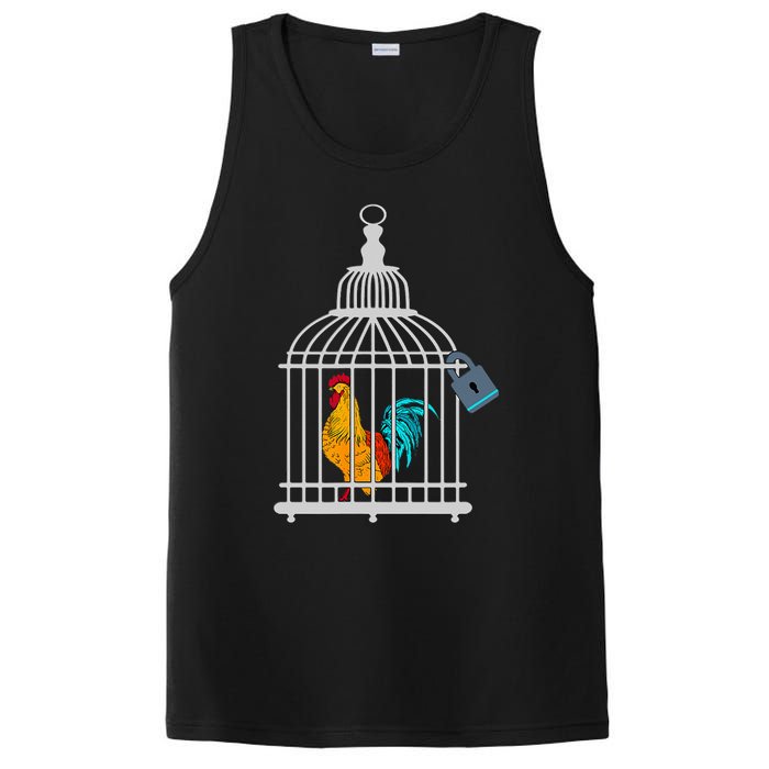 RED ROOSTER COCK MALE CHASTITY Chicken In Cage PosiCharge Competitor Tank