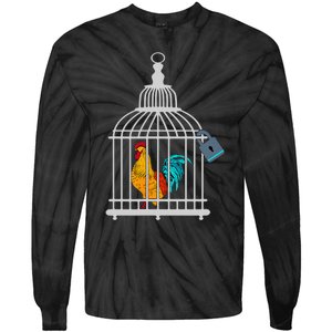 RED ROOSTER COCK MALE CHASTITY Chicken In Cage Tie-Dye Long Sleeve Shirt