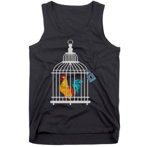 RED ROOSTER COCK MALE CHASTITY Chicken In Cage Tank Top