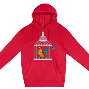 RED ROOSTER COCK MALE CHASTITY Chicken In Cage Premium Pullover Hoodie