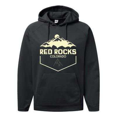 Red Rocks Colorado Beautiful Rocky Mountains Performance Fleece Hoodie