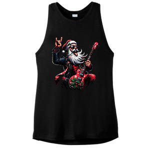 Rock & Roll Christmas Santa Claus Guitar Player  Ladies PosiCharge Tri-Blend Wicking Tank