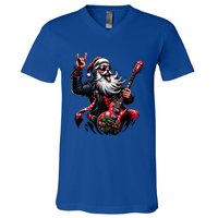 Rock & Roll Christmas Santa Claus Guitar Player  V-Neck T-Shirt