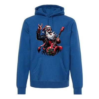 Rock & Roll Christmas Santa Claus Guitar Player  Premium Hoodie