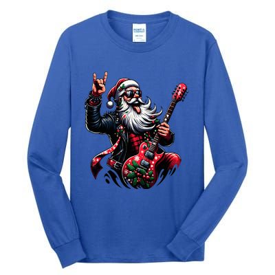 Rock & Roll Christmas Santa Claus Guitar Player  Tall Long Sleeve T-Shirt