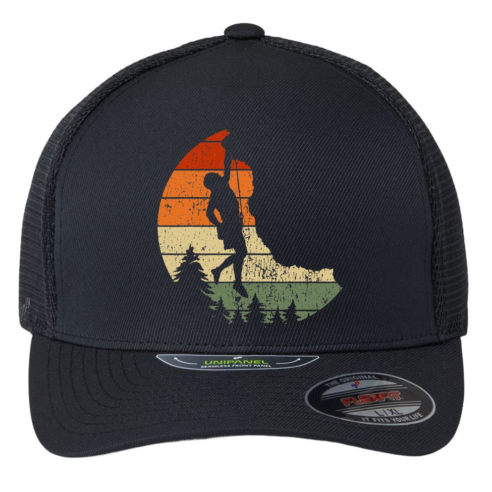 Retro Rock Climbing Vintage Climber Flexfit Unipanel Trucker Cap
