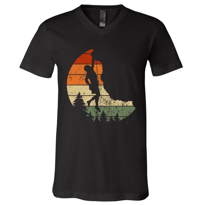 Retro Rock Climbing Vintage Climber V-Neck T-Shirt