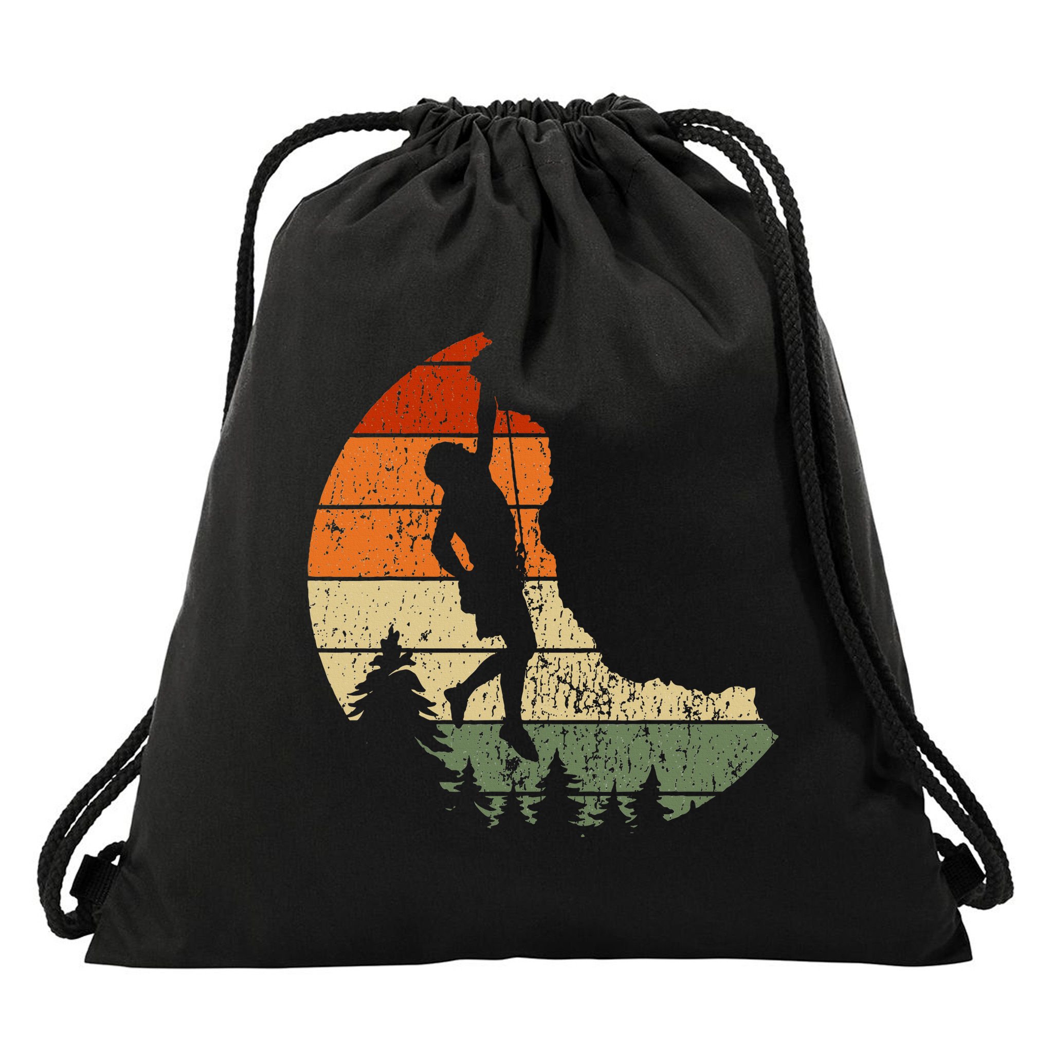 Retro Rock Climbing Vintage Climber Drawstring Bag