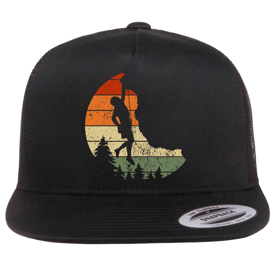 Retro Rock Climbing Vintage Climber Flat Bill Trucker Hat