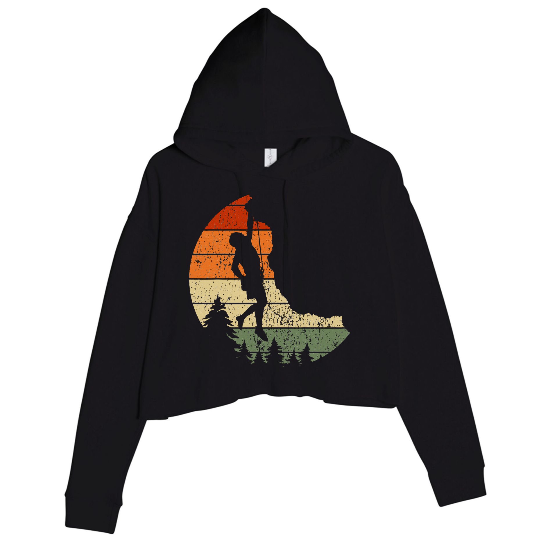 Retro Rock Climbing Vintage Climber Crop Fleece Hoodie