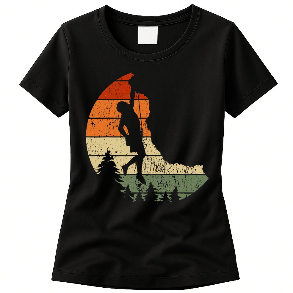 Retro Rock Climbing Vintage Climber Womens T-Shirt