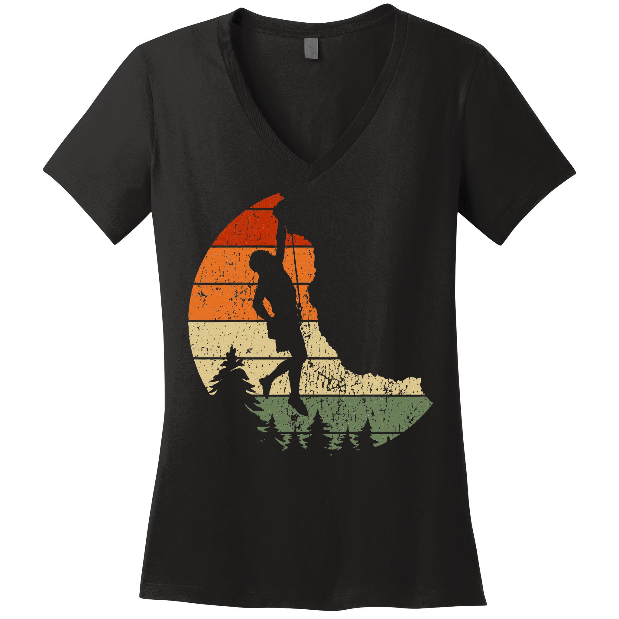 Retro Rock Climbing Vintage Climber Women's V-Neck T-Shirt