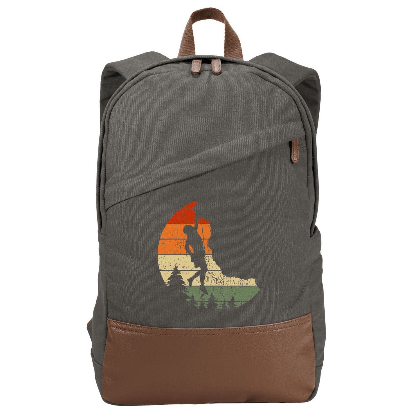 Retro Rock Climbing Vintage Climber Cotton Canvas Backpack