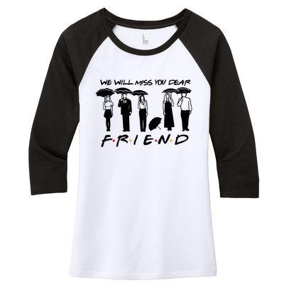 Retro Rip Chandler Bing We Will Miss You Dear Friends Movie Women's Tri-Blend 3/4-Sleeve Raglan Shirt