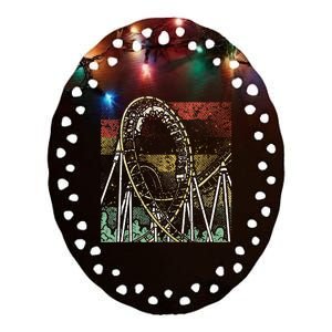 Retro Roller Coaster Ceramic Oval Ornament