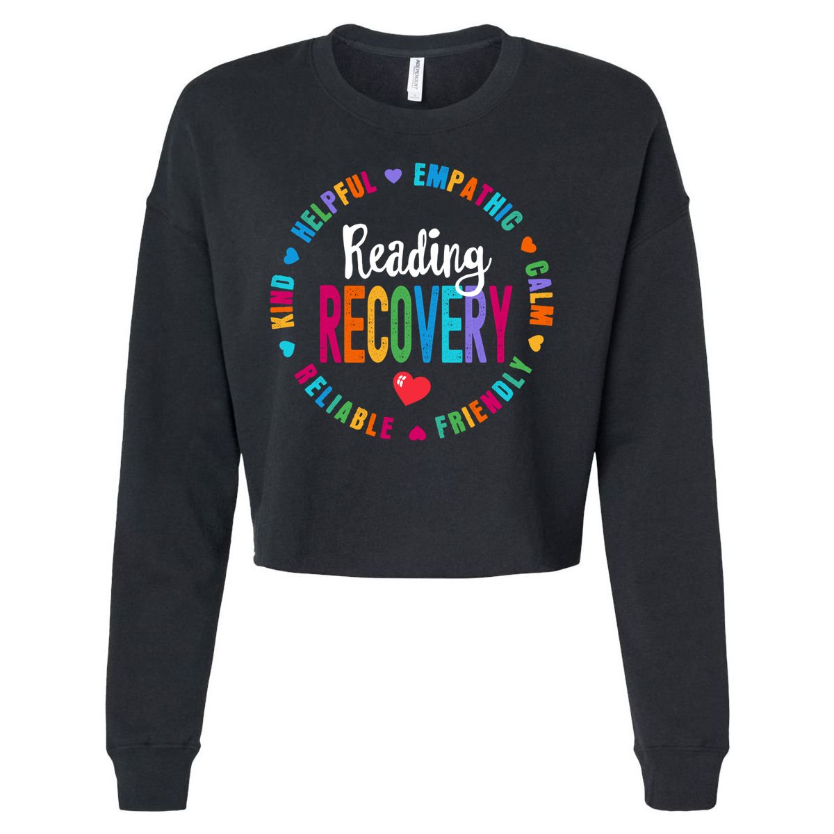 Reading Recovery Coach Teacher Specialist Literacy Gift Cropped Pullover Crew