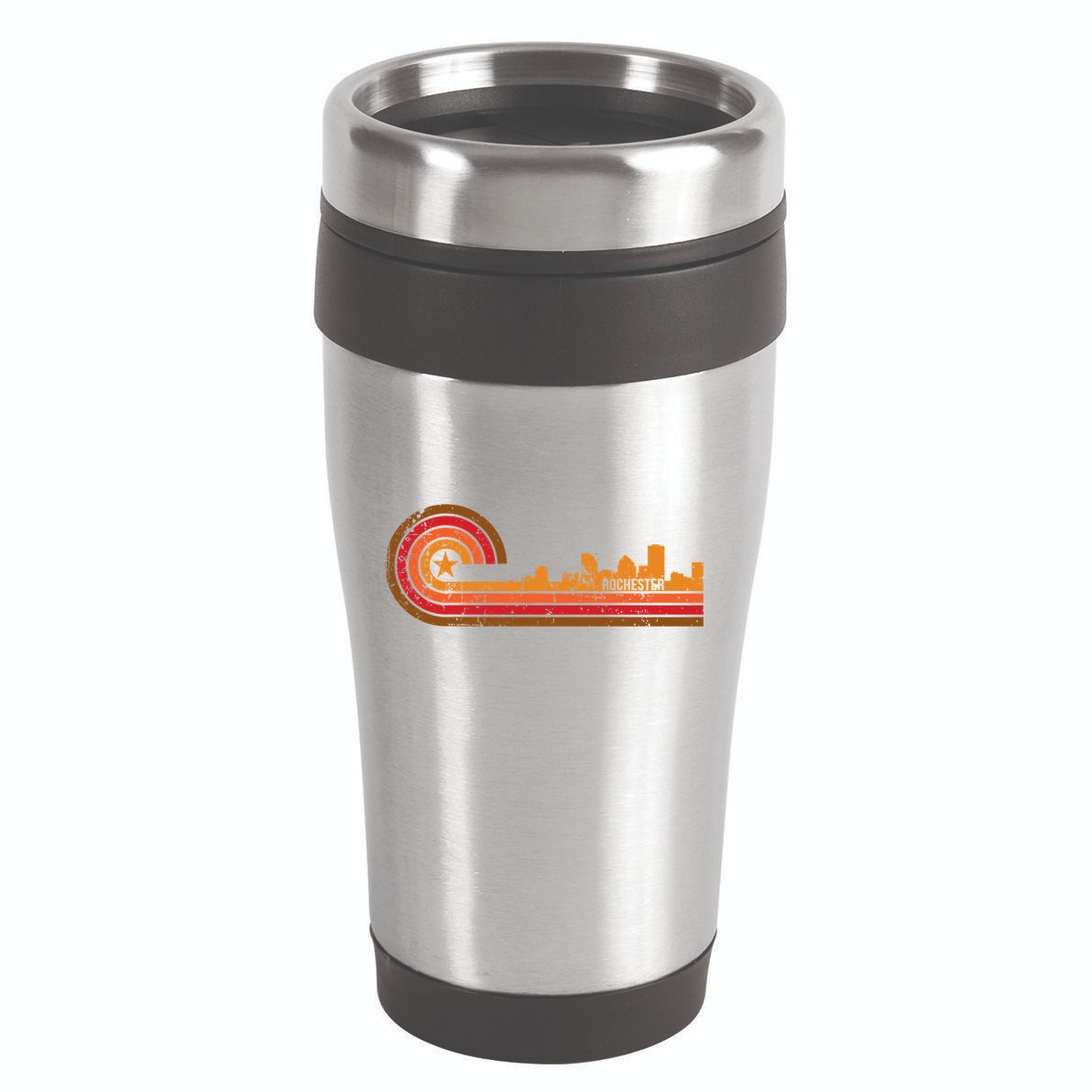 Retro Rochester Cityscape Gift Rochester Ny Skyline Gift 16oz Travel Tumbler