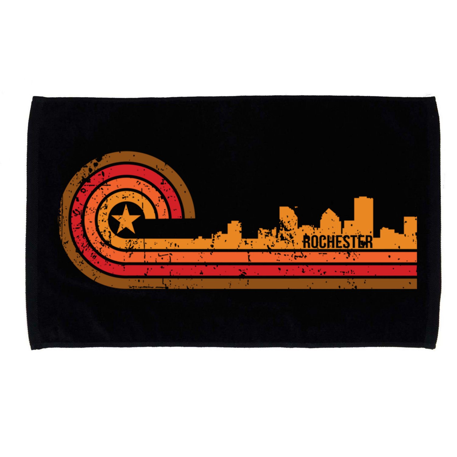 Retro Rochester Cityscape Gift Rochester Ny Skyline Gift Microfiber Hand Towel