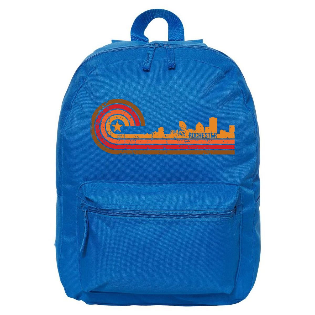 Retro Rochester Cityscape Gift Rochester Ny Skyline Gift 16 in Basic Backpack