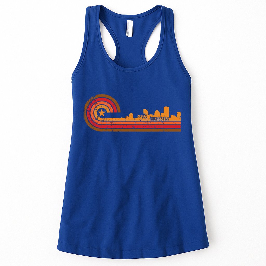 Retro Rochester Cityscape Gift Rochester Ny Skyline Gift Womens Tank Top