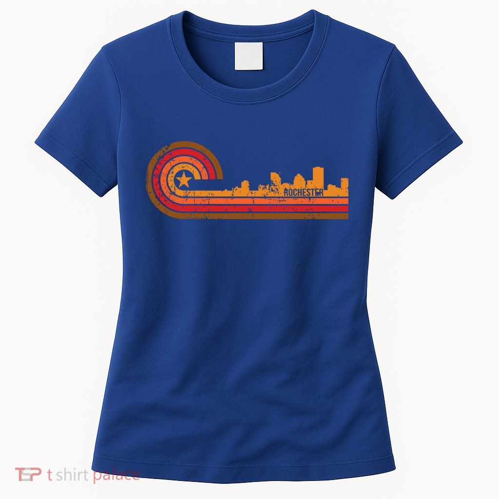 Retro Rochester Cityscape Gift Rochester Ny Skyline Gift Womens T-Shirt